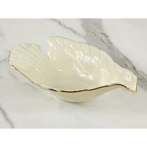 Lenox Dove Bird Shaped Candy Dish Bowl 8" Gold Trim Porcelain 1983 Made in USA